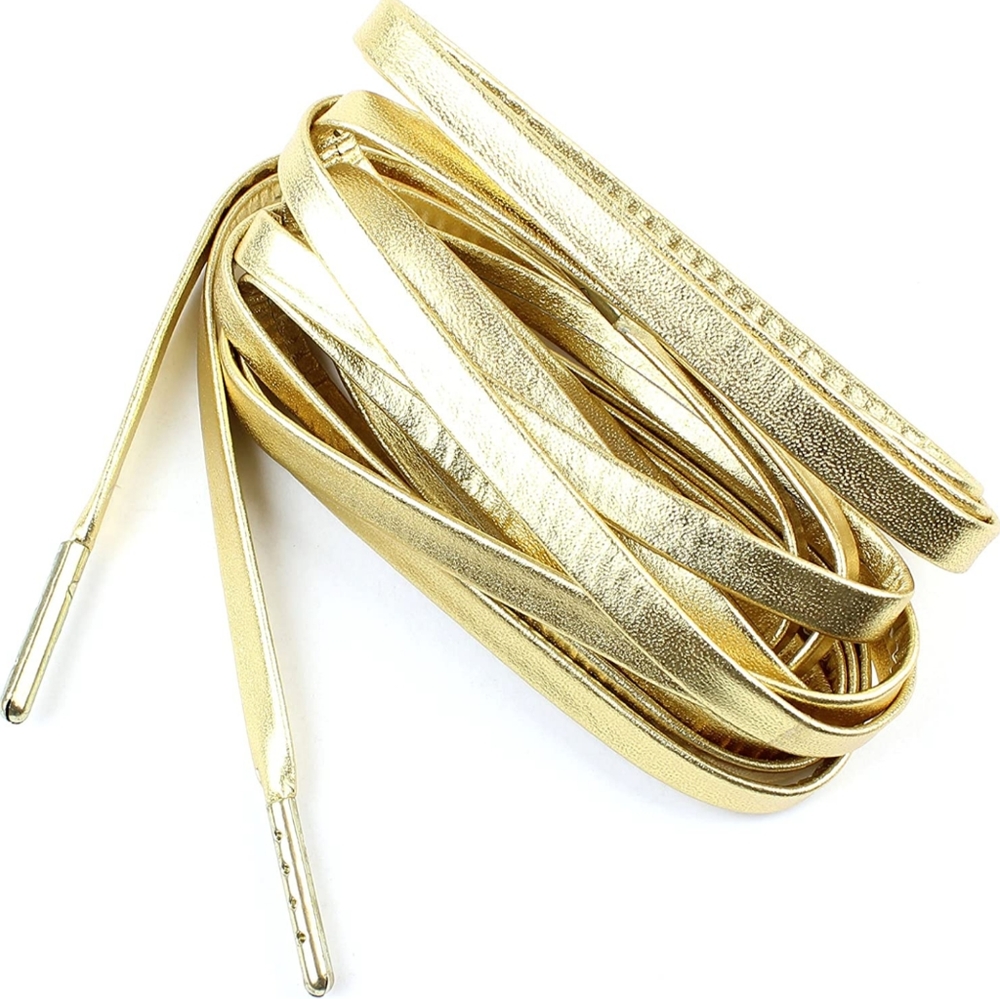 Gold leather shoelaces